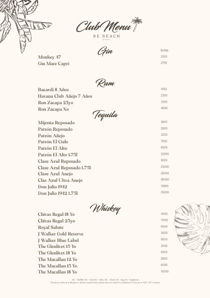 be beach dubai bottle prices