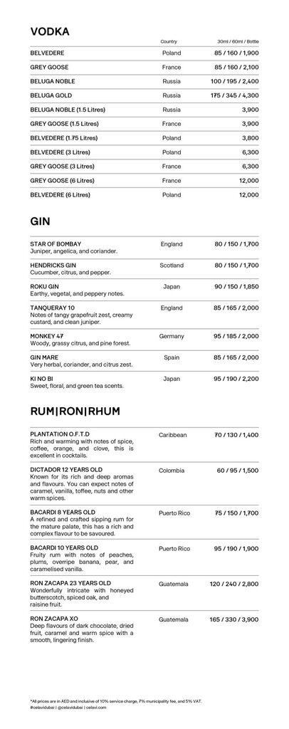 ce la vi menu dubai