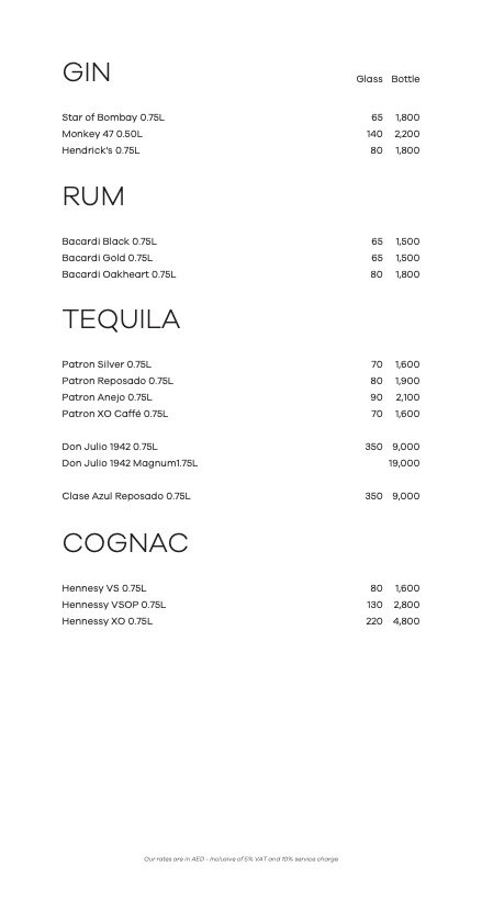 white dubai bottle menu